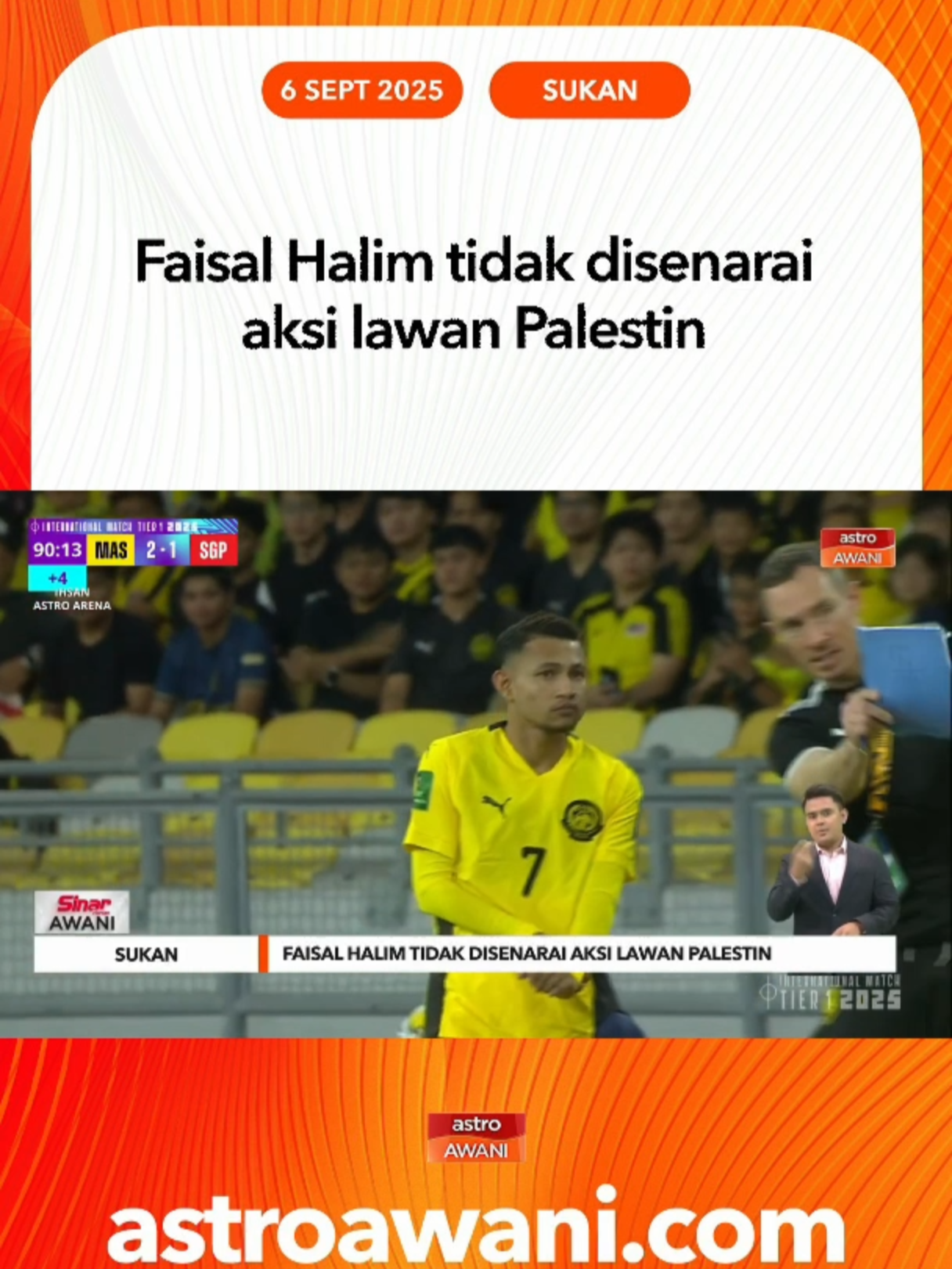 Harapan penyokong untuk melihat kelibat Faisal Halim menentang Palestin tidak kesampaian. #AWANI745 #AWANInews