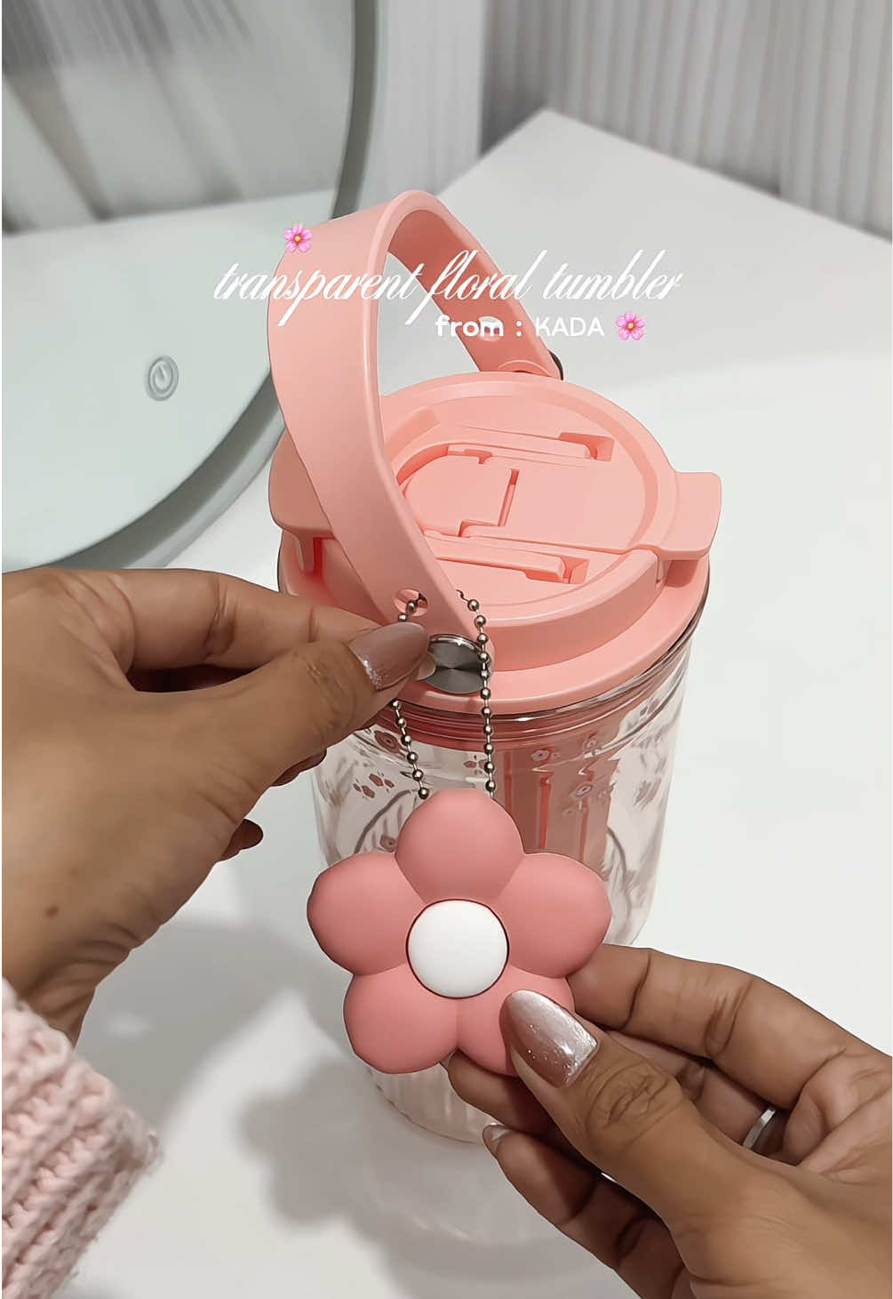 Transparent Floral Tumbler from @KADA Tumbler 🌸 #tumbler #kadatumbler #pinktumbler #tumblerwithhandle 