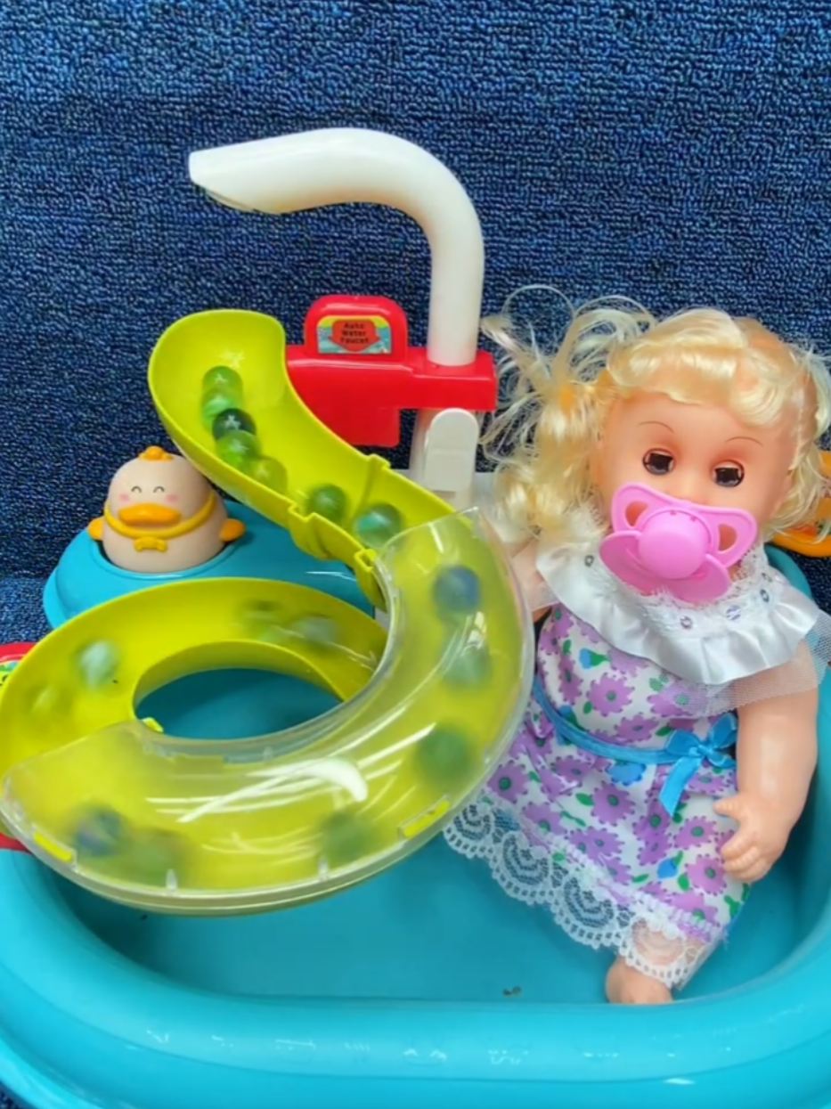 #creatorsearchinsights New Toys Pool Slide Set 🛝 Barbie Doll Play with Marble balls in  🛁 set asmr toys video sound #asmrvideo #asmrsound #asmrroleplay #fyp 