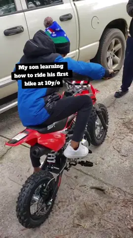 My son learning how to ride his 1st Bike!!! #ride  #motovlog #biketok  #bikelife #motorcycle 