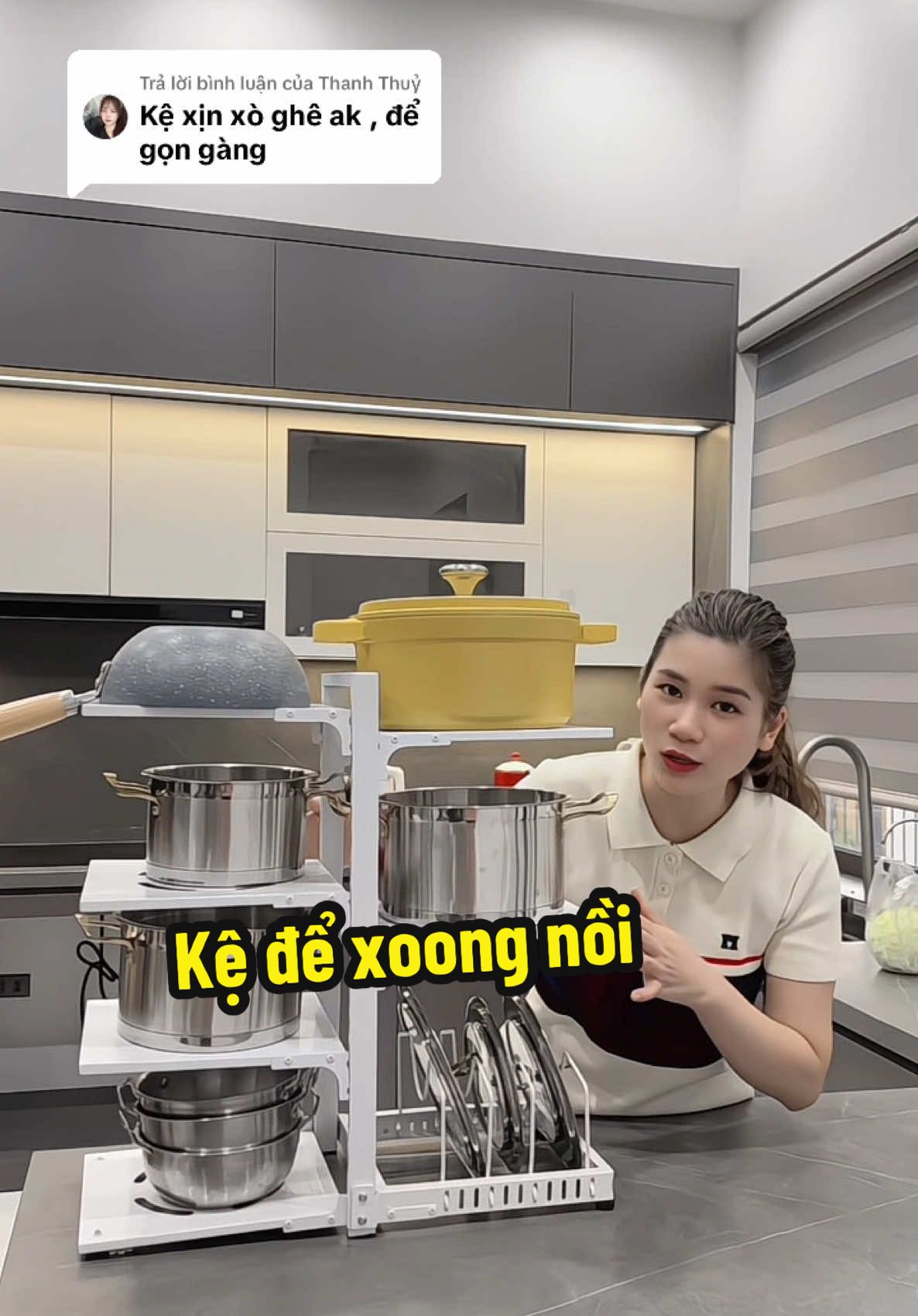 Trả lời @Thanh Thuỷ  Kệ để xoong nồi vừa đẹp gọn cả bếp #kedexoongnoi #kededodanang #kedanang #doisongtienich 