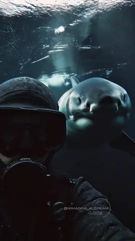 🤳 Selfie with a great white shark 🦈 Unreal shot! There are shots that seem impossible, moments that defy logic and turn into pure legend. In my new reel, I take you face-to-face with one of the most extreme encounters imaginable: an underwater selfie between a diver and the supreme predator of the oceans, the great white shark. With slowed breathing, the water vibrating with tension, and the giant shadow rising from the deep blue, adrenaline reaches its peak. Every detail radiates raw power: the rough, glistening skin of the sea monster, the razor-sharp teeth, the relentless gaze ready to strike. Yet, in that suspended instant, instead of fear remains the wild beauty of nature, captured in a shot that freezes the impossible. Remember: this image and video are the result of my prompts on @midjourney and AI editing animation with @hailuoai_official , transforming the unreal into a cinematic experience. Here, digital realism meets fantasy, creating a visual story that blends cinema, adrenaline, wildlife, epic moment, visual impact, AI creativity, surreal scenes, danger, fantasy reality, and extreme adventure. This isn’t just entertainment: it’s an invitation to look beyond fear, to explore what imagination and technology can evoke, turning a simple selfie into a breathtaking journey into the abyss. 💬 And you? Would you dare to snap a selfie next to a great white shark? Write it in the comments! 🔁 Share with those who love thrills and extreme adventures. 📲 Follow me for more content where reality and imagination collide. #SharkSelfie #AIartwork #DigitalRealism #CinematicAI #EpicMoment         