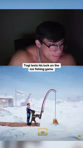 Togi tests his luck on the ice fishing game #kickstreaming 
