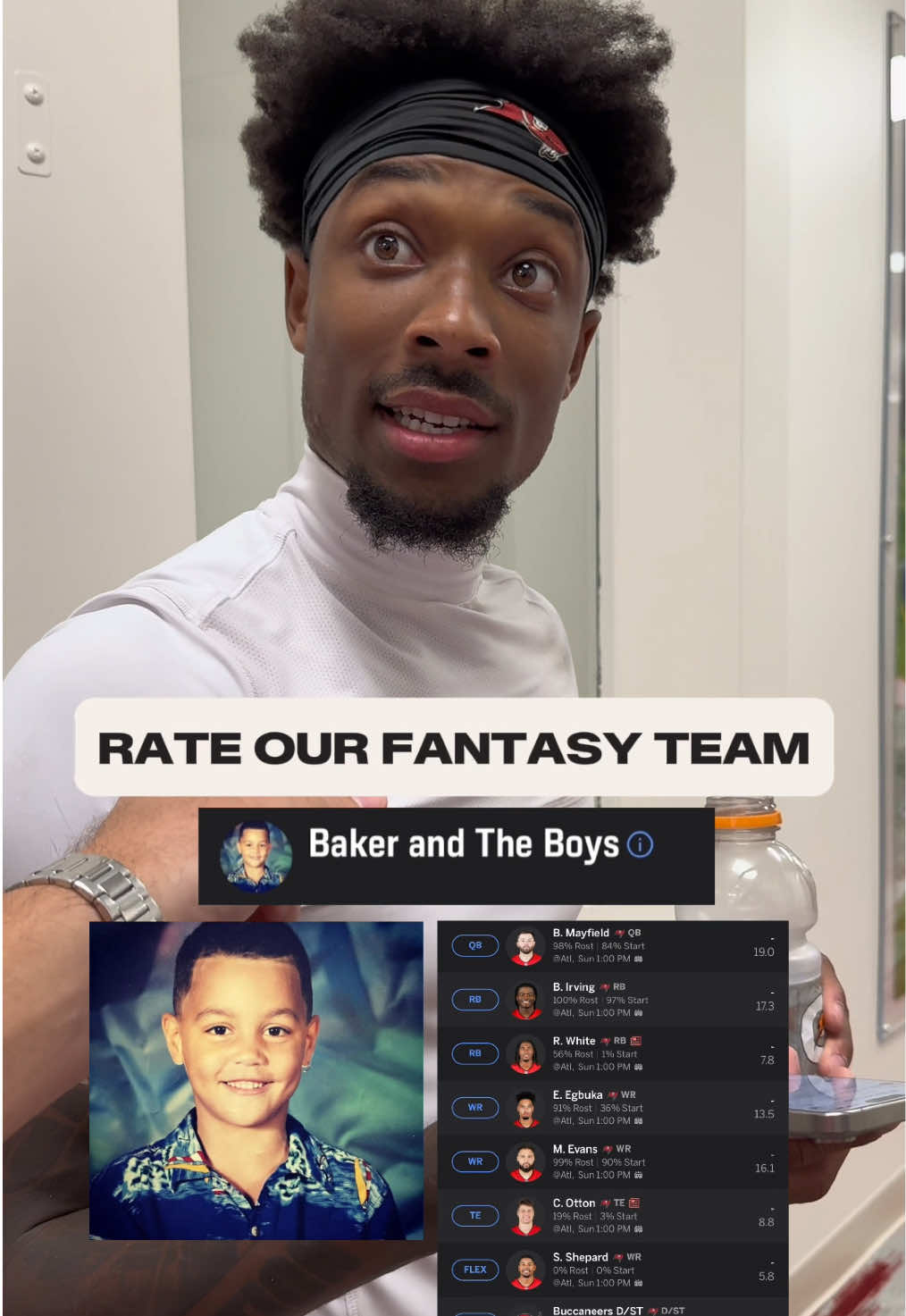 Roster is stacked from top to bottom 🔥 #fantasyfootball #fantasy #mikeevans #profilepicture #bakermayfield 