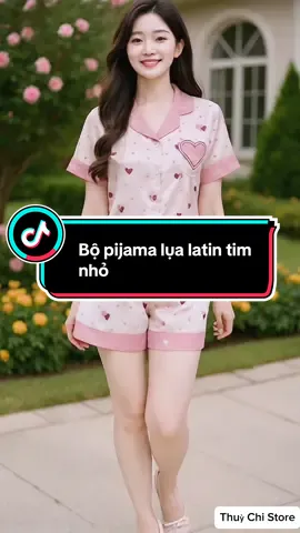 Bộ pijama lụa latin tim nhỏ. #doboxinh #thoitrangnu #xuhuong #viral #thinhhanh 