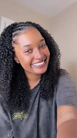 Ok so love this hair so much. I’ve been wearing it about 2 months straight. 10/10 no complaints 💜💜💜🥰🥰 #halfwig #wiginstall #washandgo #curlyhair #fyp 