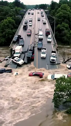 Highway Collapses as Cars Swept Away by Massive Flood! #disasterstrucks #fyp #viral #foryou #foryoupage