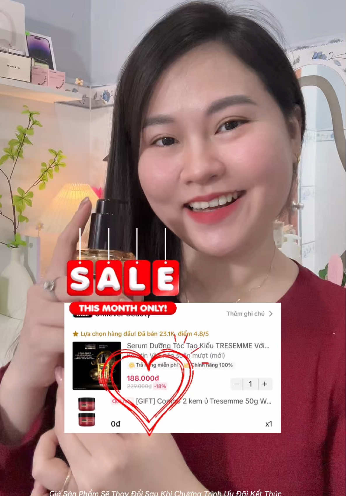 Tranh thủ deal hời kèm ủ tóc rinh về dưỡng tóc thôi mấy nàng ơi. Serum dưỡng tóc của Tresemme là quá đỉnh rồi #tresemme #serumduongtoctresemme #hoptaccungunilever 