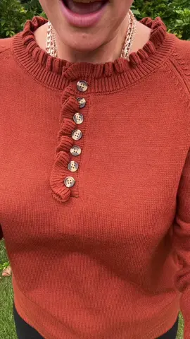 Ruffle Knit Pull over - button up detail - ruffle wrist - true to size - stretchy #rufflesleevepullover#rufflepullover#dressypullover 