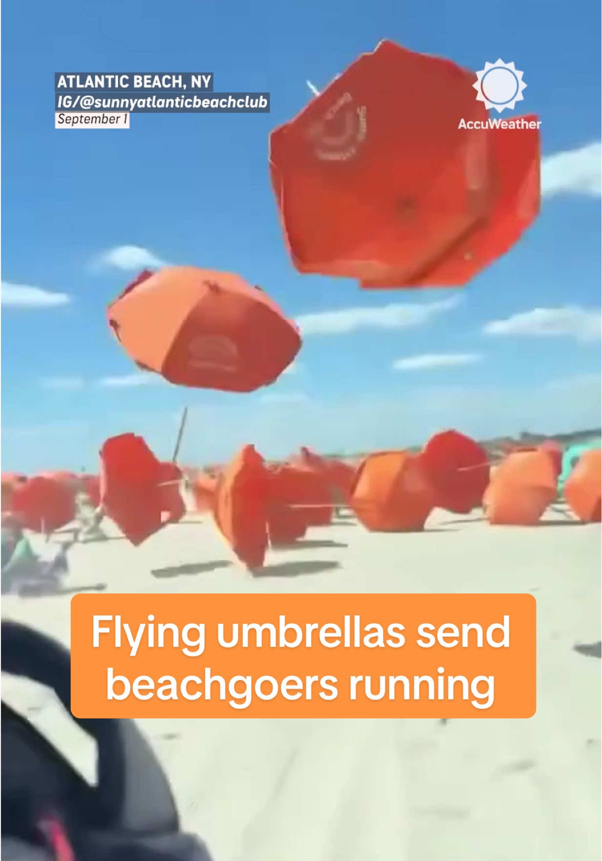 Strong gusts at Catalina and Sunny Atlantic beaches in New York sent umbrellas soaring through the air, giving beachgoers a scare but leaving only minor injuries. #newyork #beach #weather #atlanticcity 