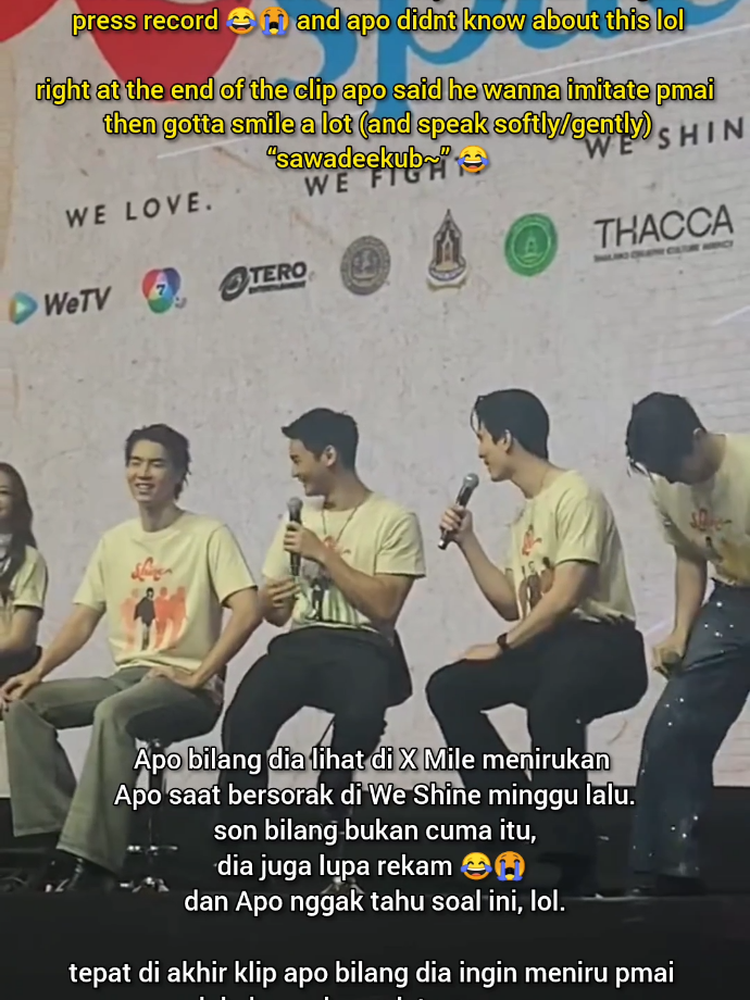 ini lucu bgtt 😭 minggu lalu mile niruin apo dgn suara keras, bersemangat .. dan skrg apo niruin mile dgn suara yg lemah lembut dan tersenyum lebar 🤣 samasama dipantau ini mh 👀  #milephakphum #aponattawin #mileapo 