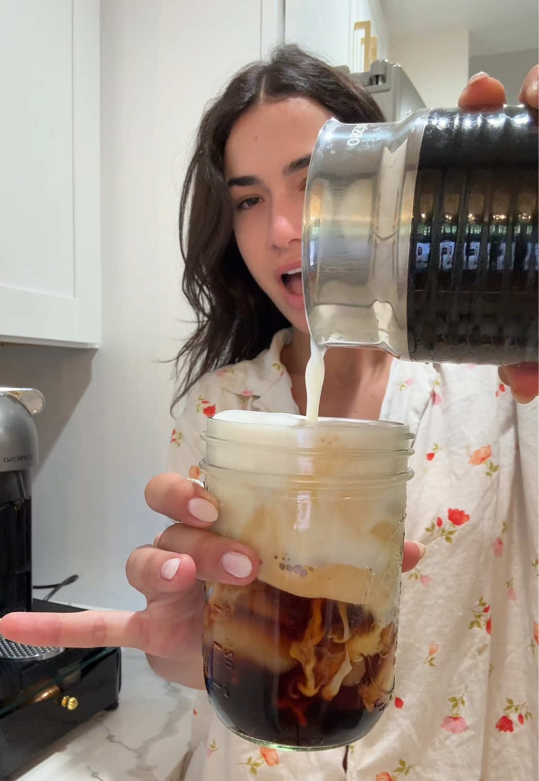 she’s currently a nespresso baddie #coffeeorder #athomecoffee #morningcoffee #proteincoffee 