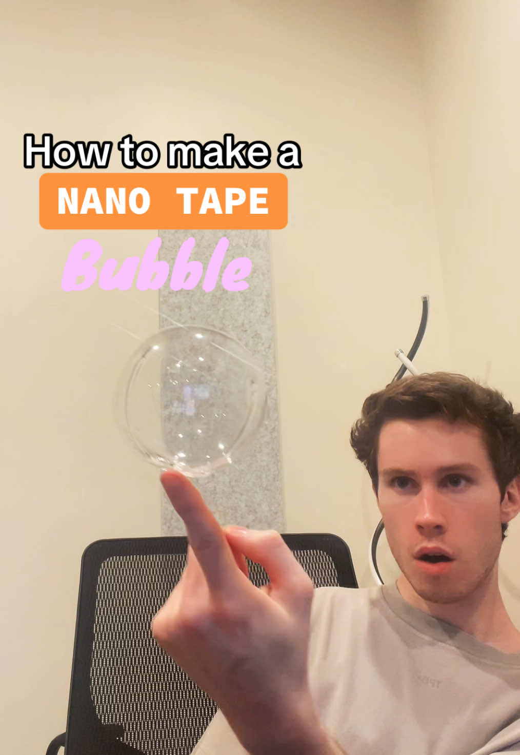 How to make a nano tape bubble at home! Nano tape is great for hanging pictures or keeping your rugs in place, but did you know you can also make fun bubbles with it? #nanotape #craft #viral 