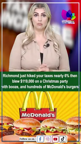 Richmond taxpayers are outraged after learning $119,000 was spent on a lavish staff Christmas party including $80,000 on catering and $1,800 on McDonald’s burgers. Critics are calling it wasteful spending while property taxes rise. #Richmond #Taxpayers #BCPolitics #accountability 