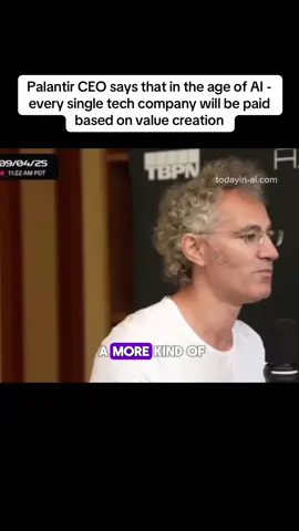 Palantir CEO Alex Karp says that given the aspiration of LLMs are transparency and competence - every single tech company in the world is going to be paid based on value creation. Maybe not today but it will be true tomorrow. “The future is going to be: you create X value, I pay you Y”. He also says that larger companies struggle to move from “I get paid cuz you can’t get rid of me” to “I get paid because you don’t want to get rid of me.” 🎥: @tbpn  - - - 👉 Before you go 👋 If you want to keep up with the latest news on AI startups and how they’re changing the world, join 2,000+ subscribers reading our newsletter for FREE! Link in bio. - - - #pltr #alexkarp #palantir #todayinai #tbpn         