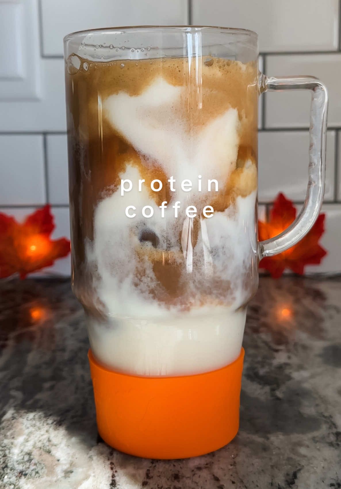 the perfect fall coffee with over 50 grams of protein! 🍂🎃🧋 #proteincoffee #pumpkinspicelatte #coffeetok #fallvibes #pumpkinseason #icedlatte 