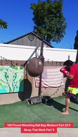 100 Pound Wrecking Ball Bag Workout Part 257!  Muay Thai Work Part 1! #fyp #muaythai #boxing #mma #kickboxing 