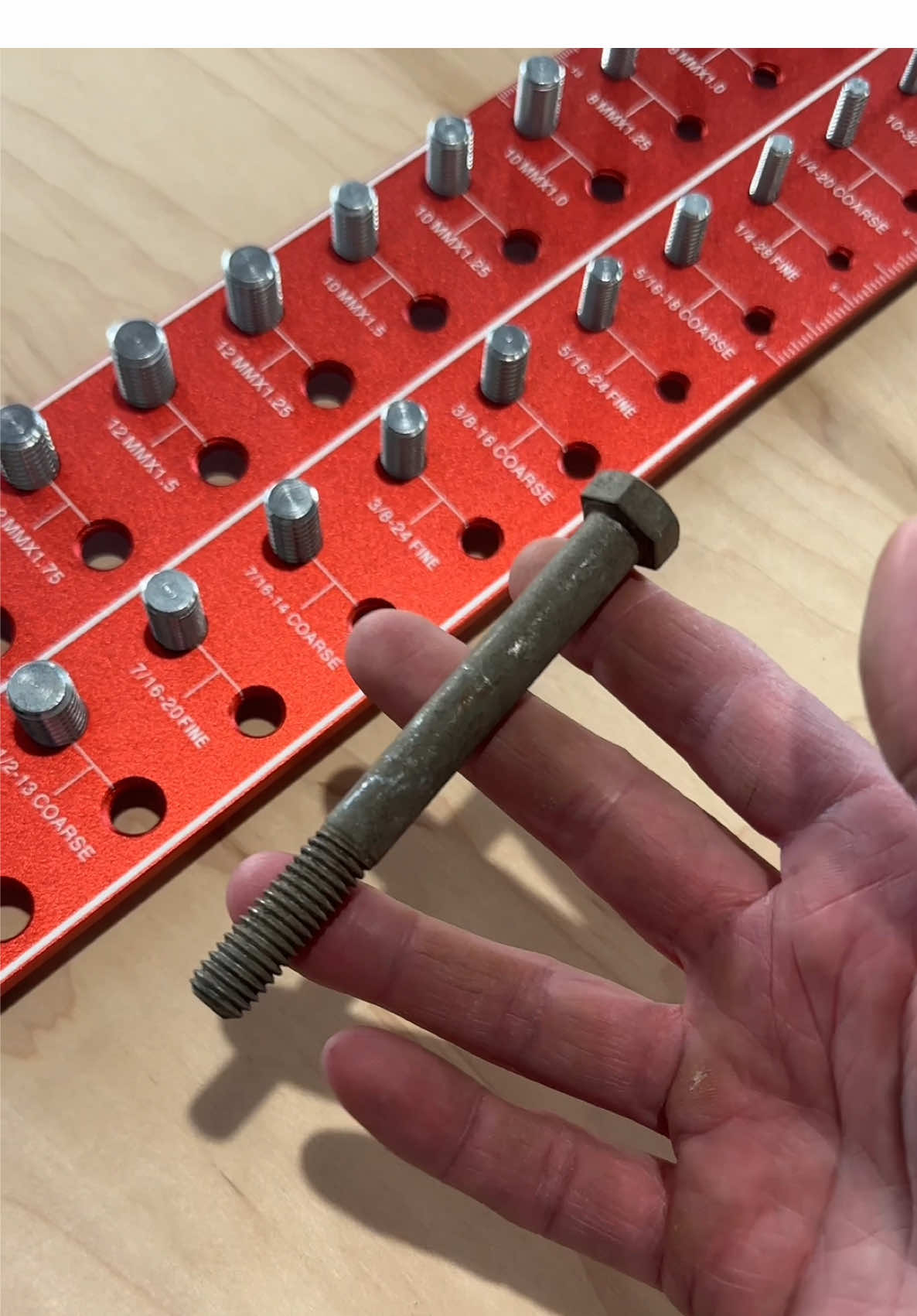 If you work on cars or trucks, and need to replace a bolt but don’t know what size it is, you need one of these hardware thread checker gauges. I have a bucket of nuts and bolts that I need to organize and this thing is perfect. #mechanic #garage #tools #carrestoration #hardware 