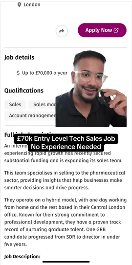 Graduate Scheme Paying Upto £70k. Follow and comment asking for the link and I’ll send it over! #techtok #techsales #fyp #Tech #graduates 