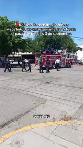 🚒🕊️Elementos de bomberos Culiacán realizaron un homenaje con cuerpo presente en las calles de la ciudad al bombero 4s3s1n4d0 en un restaurante el pasado miércoles 3 de septiembre. #sinaloa #noticias #noticiastiktok #culiacan #meganoticiascln 