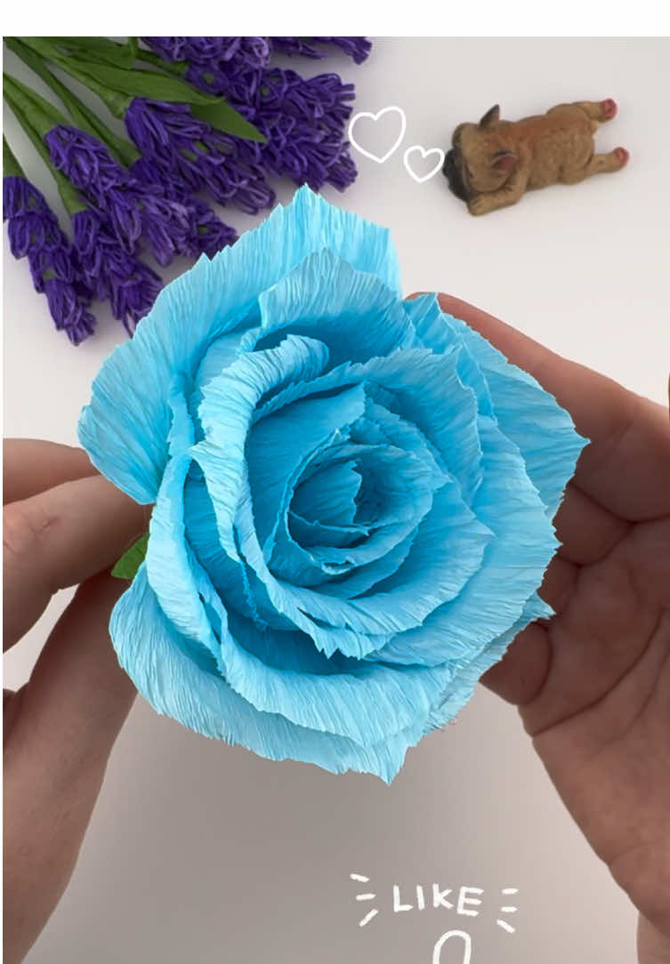 DIY Crepe paper blue rose flower #easyvibeart #papercraft #rose #diycrafts #creatorsearchinsights 