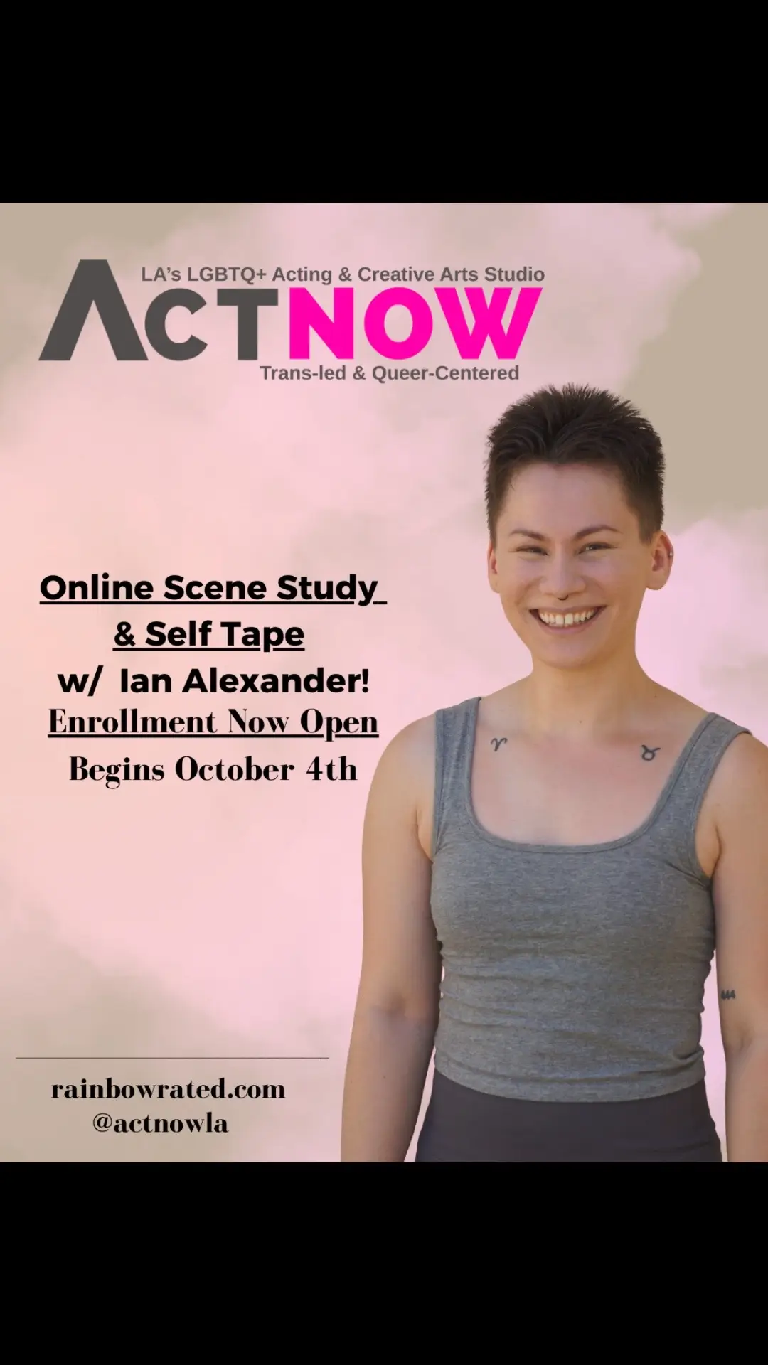 i’m honored to instruct October’s virtual scene study & self tape course ❤️ all experience levels welcome! #ianalexander