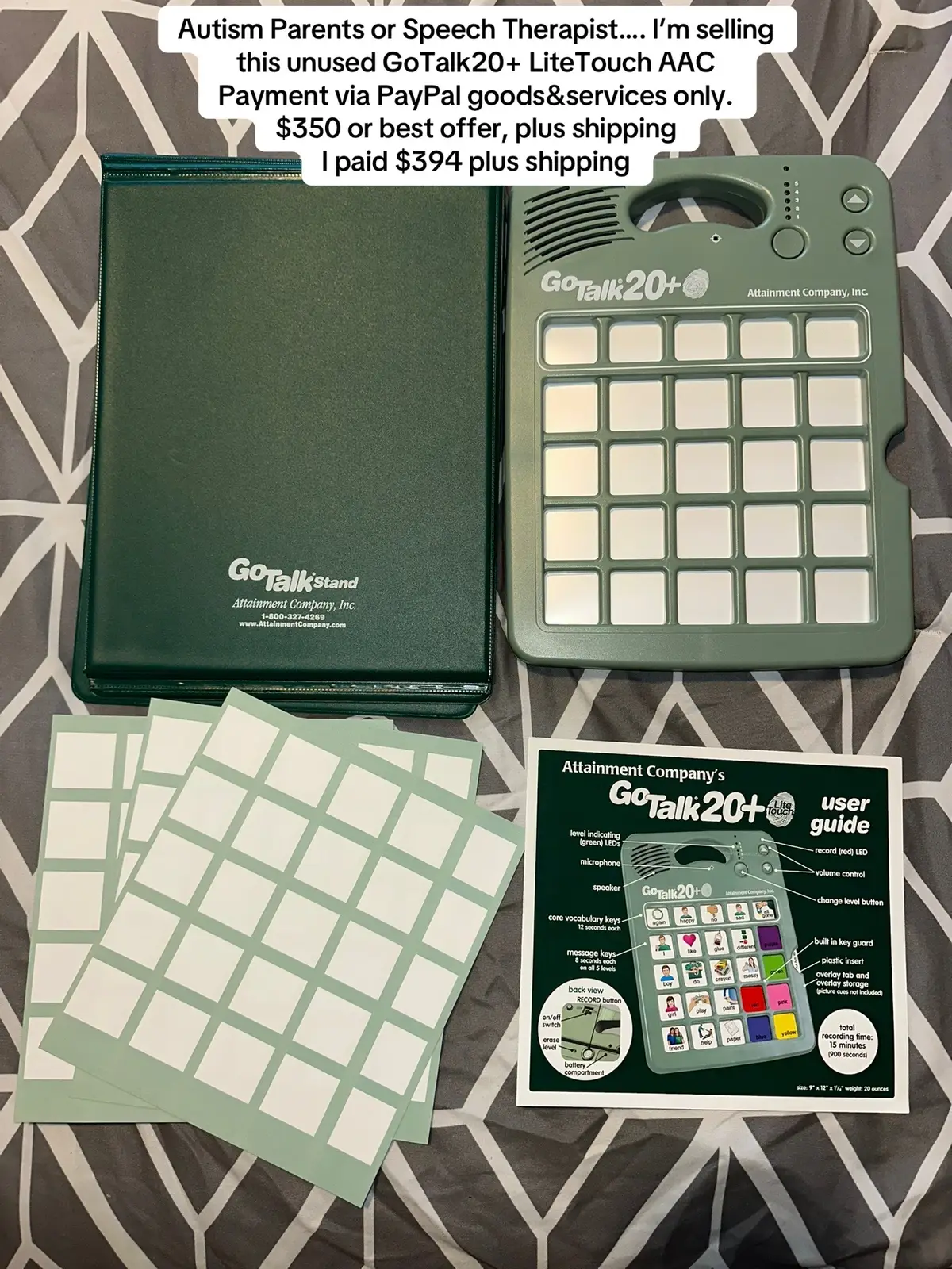 Inbox me if interested.  Comes with the case/stand  Never even used.  #autismawareness #speechtherapist #nonverbalcommunication #aacdevice 