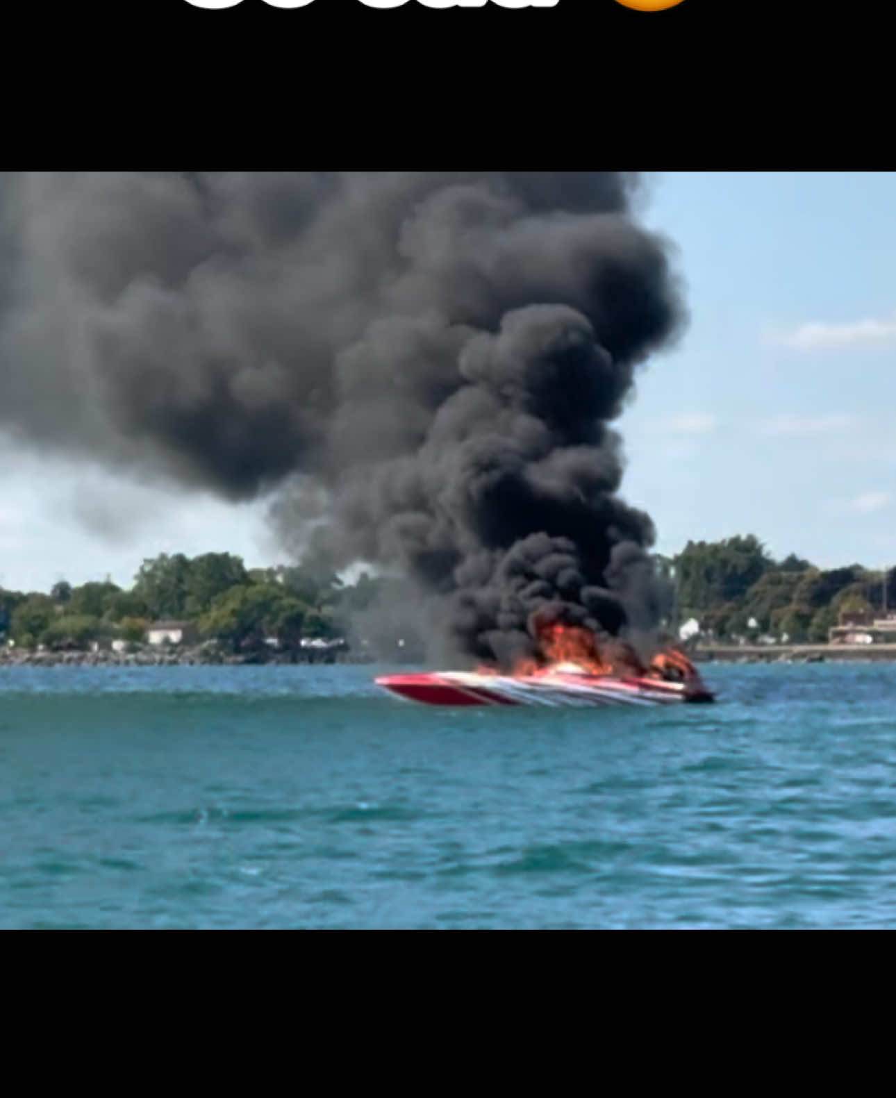 Boat on fire on Lake Erie, Michigan #lakeerie #michgan #boat 
