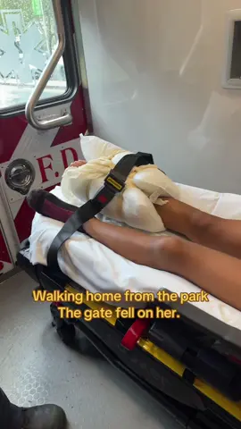 She was walking and the gate just fell forward.