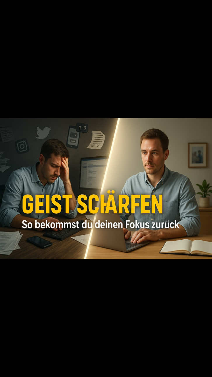 Fokus zurückgewinnen – dein Gehirn braucht dieses Upgrade! Fühlst du dich oft überfordert, zerstreut und unkonzentriert? 🤯 Dann ist dieses Video für dich. Hier erfährst du: 	•	Warum dein Verstand sich manchmal schwächer anfühlt 🧠 	•	Wie du deine Aufmerksamkeit Schritt für Schritt zurückbekommst 	•	Mit welchen Routinen du dein Gehirn wieder schärfen kannst 	•	Praktische Tipps für mehr Fokus, Klarheit & mentale Stärke Dein Kopf ist dein wichtigstes Werkzeug – behandle ihn gut, und er wird dich durch alles tragen. ✨ 👉 Jetzt ansehen, um deine Konzentration zurückzugewinnen und geistige Stärke aufzubauen! 📌 Teile deine Erfahrungen in den Kommentaren: Welche Routine probierst du als Erstes aus? 💡 Vergiss nicht: Like 👍 & Abo 🔔 – damit du keine Tipps für ein klares, starkes Mindset verpasst. #Konzentration #Fokus #GeistSchärfen #Mindset #Produktivität 