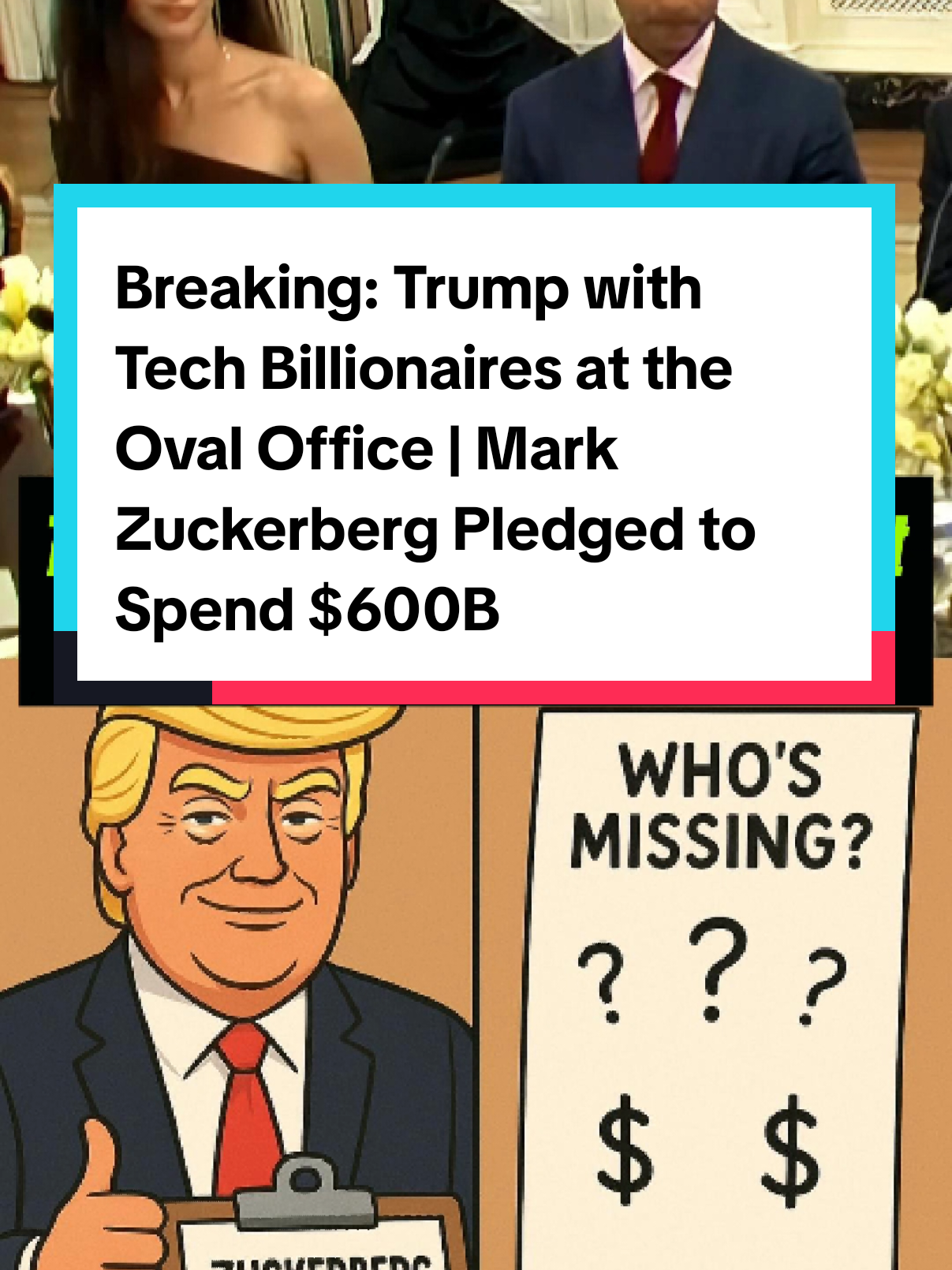 Trump with Tech Billionaires at the Oval Office | Mark Zuckerberg Pledged to Spend 600 Billion Dollars!  #trump  #markzuckerberg  #fyp  #nigeriatiktok🇳🇬🇳🇬🇳🇬  #breakingnews 