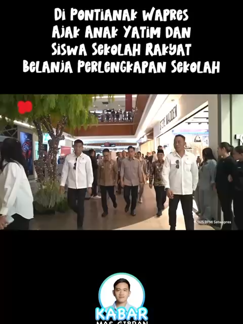Wapres Gibran Ajak Anak Yatim dan Siswa Sekolah Rakyat Belanja Perlengkapan Sekolah di Pontianak #fyp #gibran #wakilpresiden #gibranrakabuming