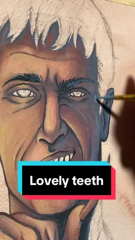 Lovely teeth. #sinners #sinnersfanart #remmick #vampires #jackoconnell #himigouache #gouachepainting #artwork 