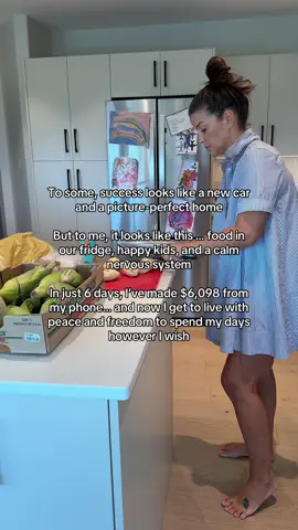 Turns out, the real dream wasn’t the fancy cars or picture-perfect home. It was a calm nervous system, happy kids & food in our fridge  In just six days, I’ve made $6,098 from my phone. And for the first time in years, I get to choose how I spend my time. Comment READY and I’ll send you a voicenote on how I did it — step by step. Make sure you’re following me so you get my response #sahm #workfromhome #makemoneyfromhome #makemoneyonline #sahmlife 