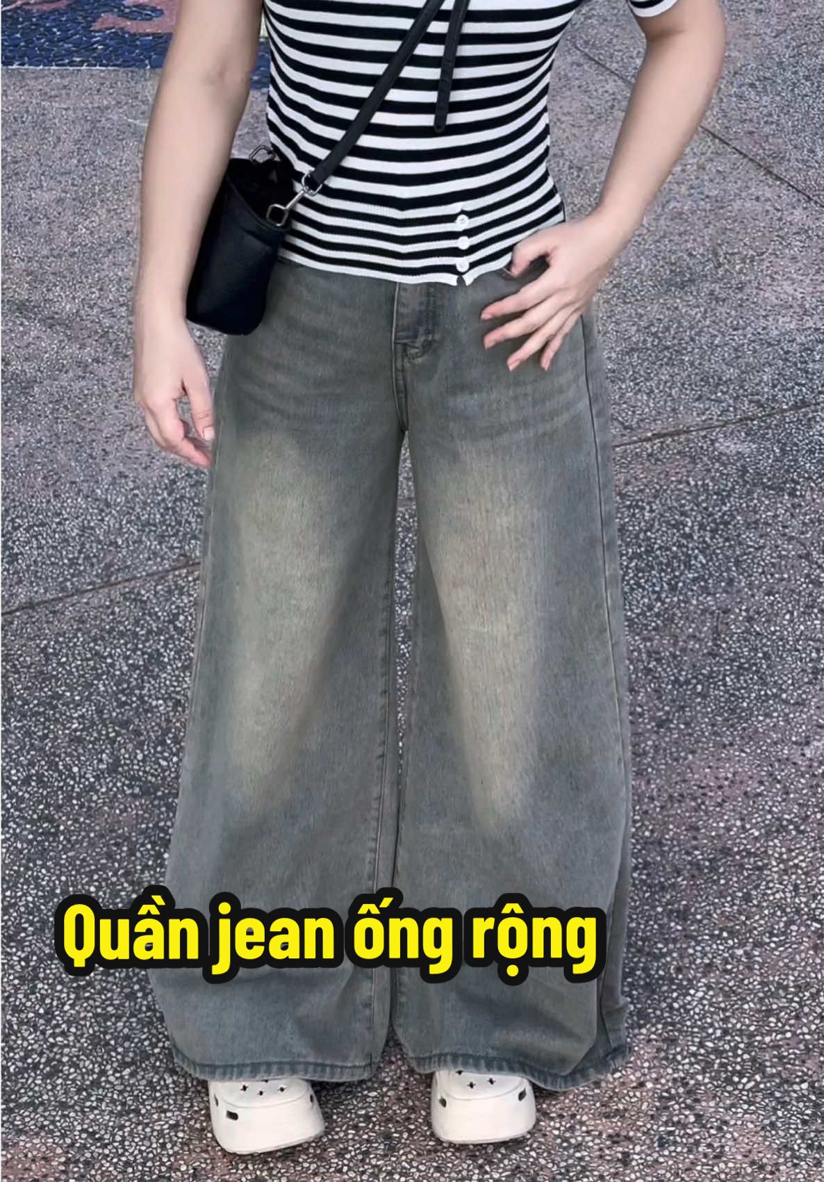 Quần jean ống rộng #thoitrang #quanjeanongrong #retroshop 