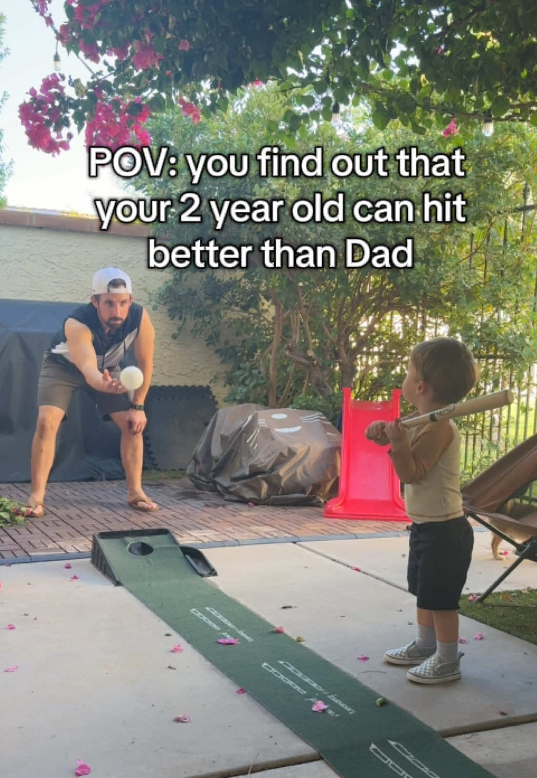 Who needs a tee?! #dad #son #baseball #kid #sports 