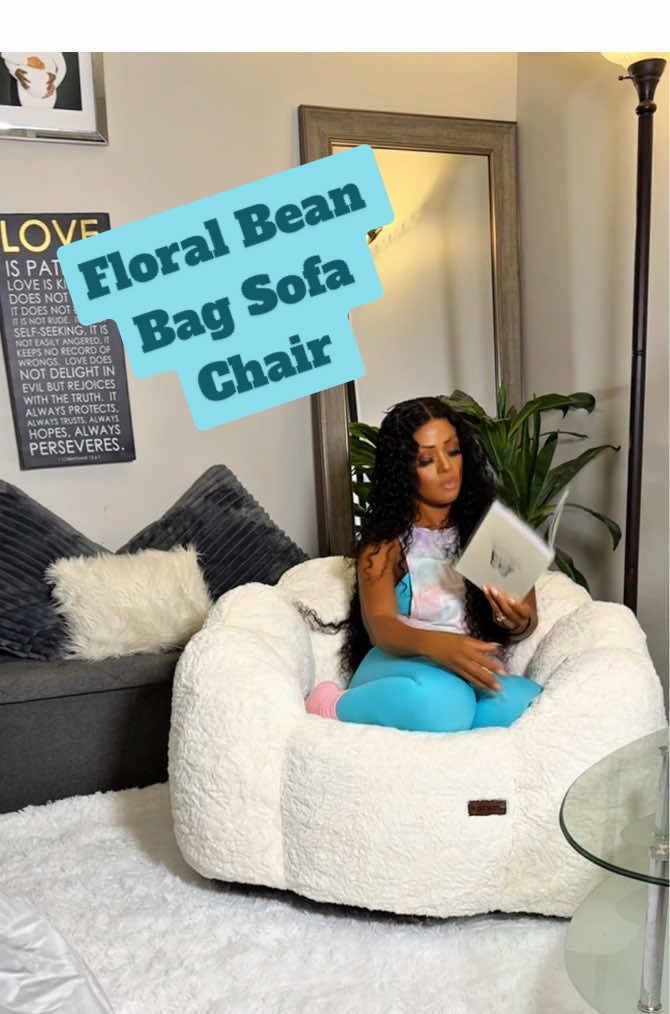 POV: you’re building your dream reading nook 🌸✨ This floral beanbag sofa chair came right out of a box & created the coziest corner in our master bedroom. It’s giving vibes only ✨ Don’t sleep on this one before it’s gone. #CozyCornerGoals #ReadingNook #CozyCorner #BedroomGoals #HomeDecorInspo      