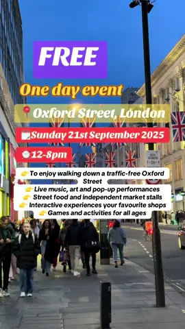 This is Oxford Street promises to be a joyful, one-day celebration of the potential future of London's high street. You can expect: • To enjoy walking down a traffic-free Oxford Street • Live music, art and pop-up performances • Street food and independent market stalls • Interactive experiences from your favourite shops • Games and activities for all ages Whether you're coming to dance, eat, shop or explore, This is Oxford Streetis a day for everyone. #oxfordstreet #london #free #event #creatorsearchinsights 