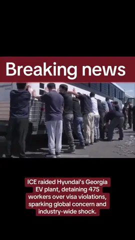 U.S. Immigration and Customs Enforcement (ICE) agents carried out a massive raid at Hyundai’s electric vehicle battery facility in Georgia, detaining about 475 workers, most of them South Korean nationals. The enforcement action, described as the largest single-site immigration raid in Department of Homeland Security history, has sparked intense debate. Authorities allege widespread visa irregularities and unauthorized employment, while Hyundai insists it followed U.S. labor laws and pledged full cooperation with investigators. The crackdown has raised diplomatic concerns in Seoul and rattled the automotive industry, coming at a time when Hyundai is investing heavily in America’s electric vehicle production. #Hyundai #ICERaid #BreakingNews #TrendingNews #USImmigration         