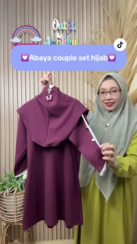 Abaya set hijab cantik couple, Beli Dikeranjang kuning#outfitanakkulucu #gajiansale #gamis #couple 