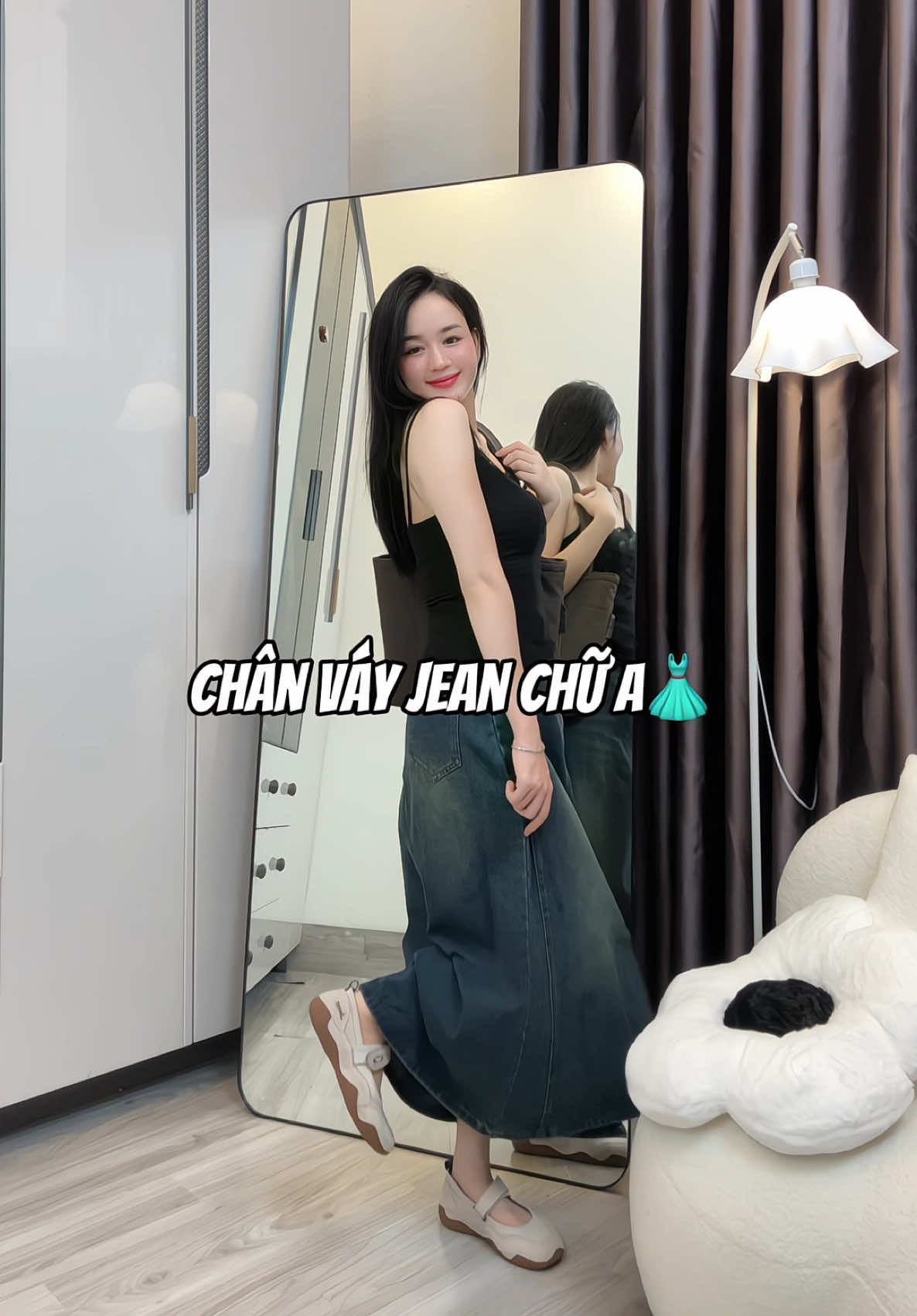 Chân váy jean mặc 4 mùa quanh năm luôn á😗😗 #fyp #trending #review #xuhuong #viral 