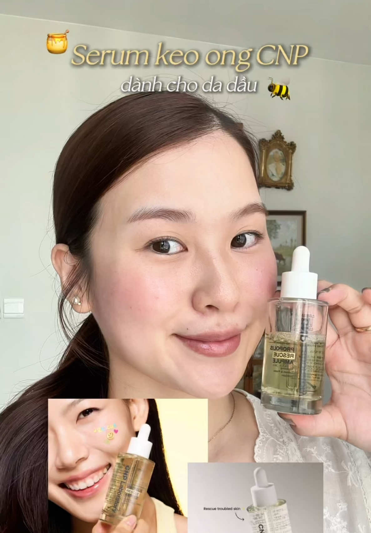 Các bác da dầu nhạy cảm mùa này muốn xài em keo ong CNP thì cứ vô tư thui à!!! Thấm nhanh, ráo mà vẫn đủ độ ẩm cho da #CNP #rescuecnp #keoongcnp 
