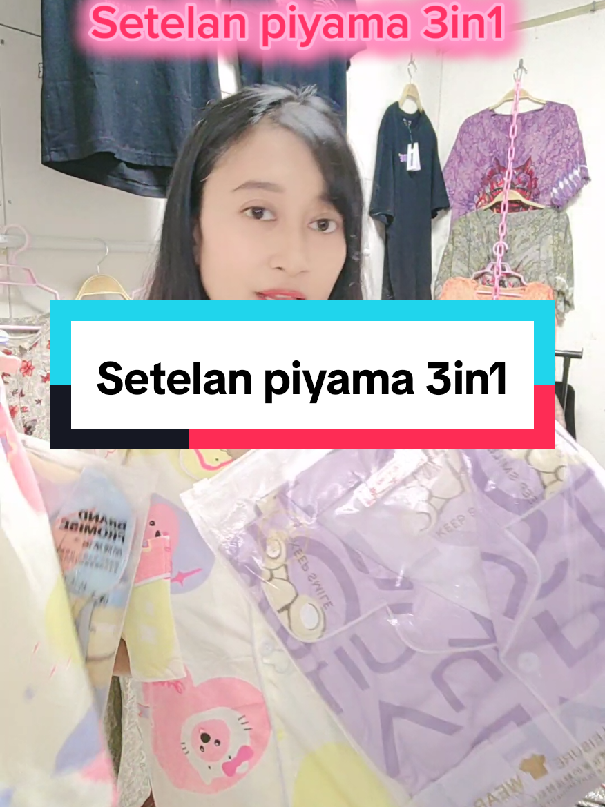 Setelan piyama 3in1 bahan kaos. Adem poll
