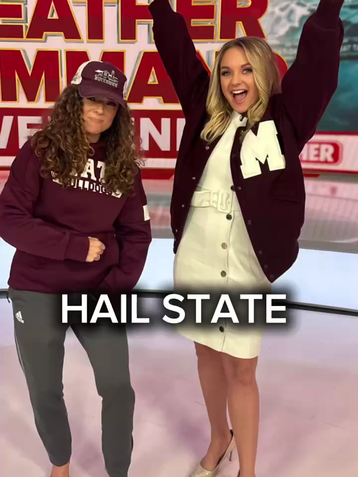 GO BULLDOGS 🏈 FOX Weather meteorologists @haleymeierwx and @baynefroney@ square up on a bet after Mississippi State beat ASU.