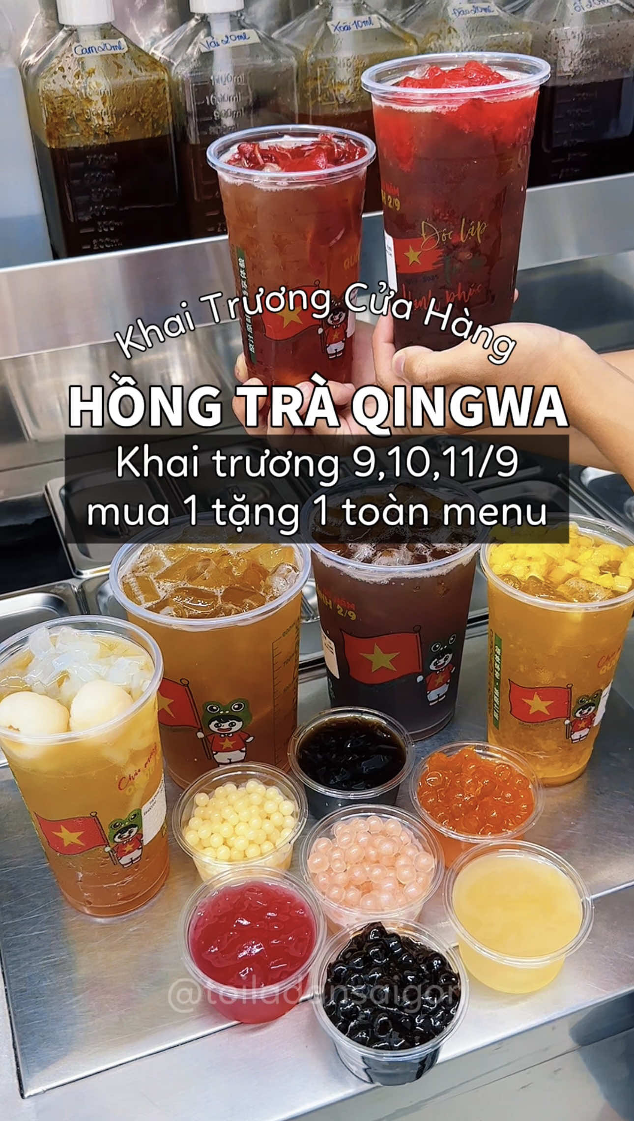 Hồng Trà Qingwa khai trương mua 1 tặng 1 toàn menu ngay Tân Phú ly 1 lít chỉ 8xu #hongtraqingwa #trasuasaigon #toiladansaigon #foodreview #trattraicay 