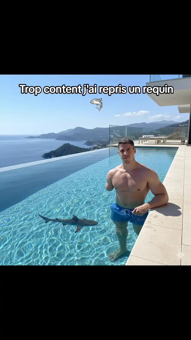 Je suis trop content 💪 #piscine #requin #bras #humour 