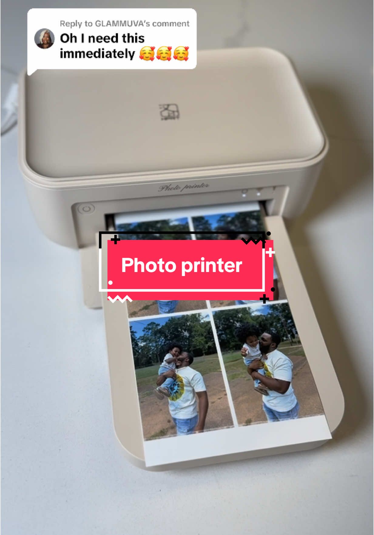 Replying to @GLAMMUVA OH, definitely a must have! THE perfect gift also🥰 #haninphotoprinter #photoprinter #pictureprinter #christmasgiftideas #giftidea #dirtysantagifts #secretsantagift #christmasgiftsforher 