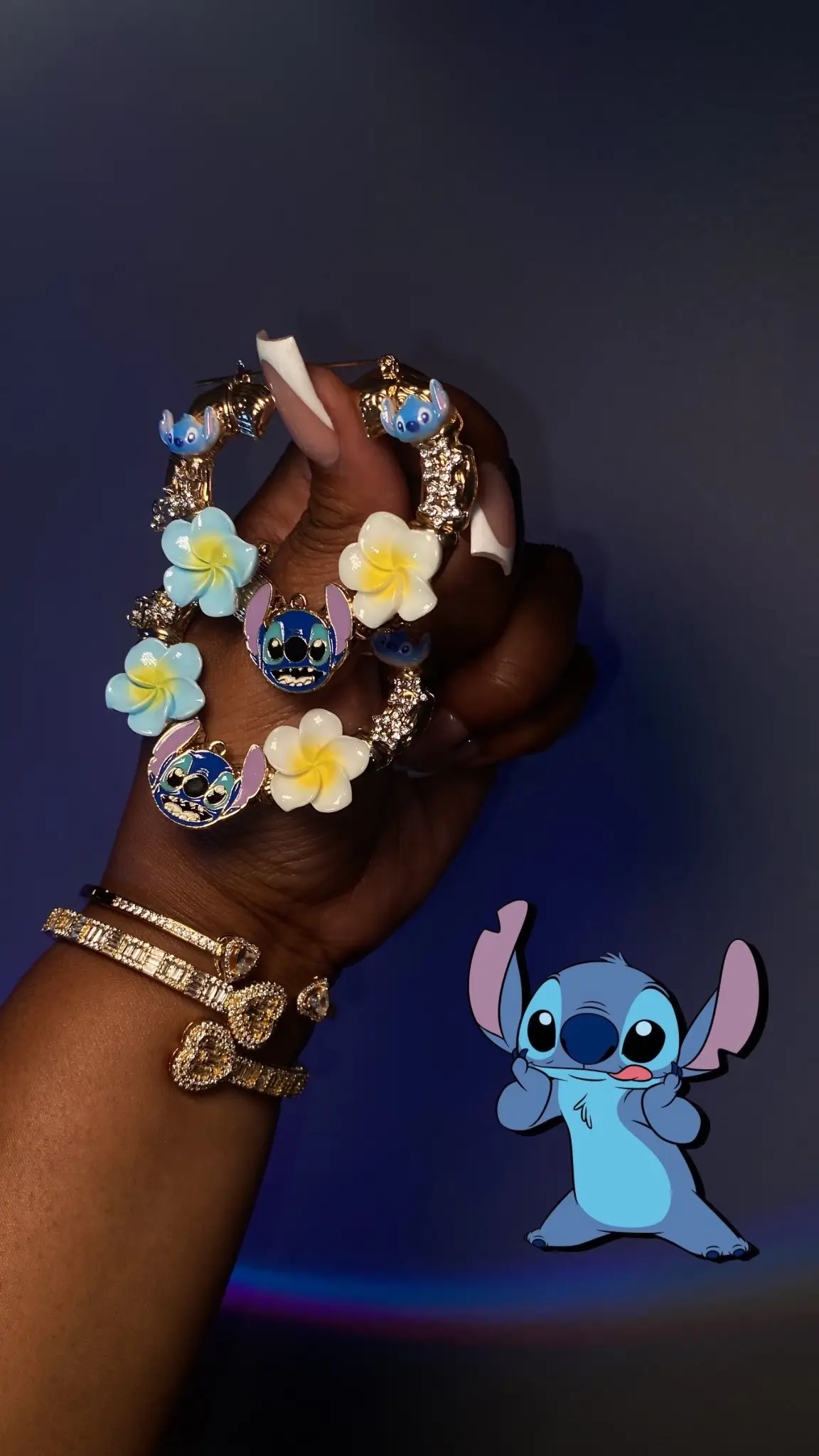 Serving cuteness overload 💙✨ Our Stitch hoops are giving playful + stylish all in one. Don’t just scroll, SHOP the look today & hit that follow so you never miss a drop 👏🏽🫧 #fyp #stitchlover #stitch #foryou 
