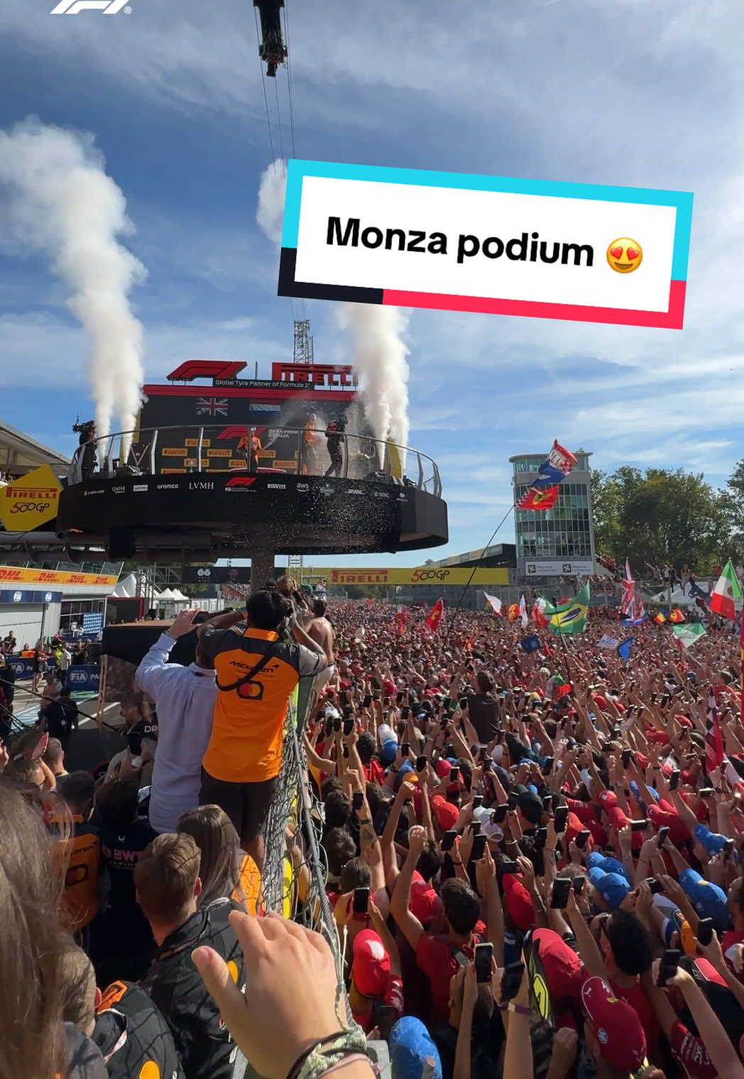 there’s nothing like a monza podium 😍🍾 #f1 #italiangp #maxverstappen #landonorris #oscarpiastri 