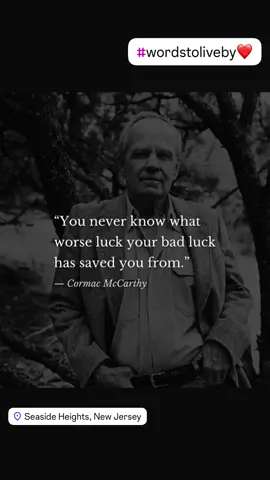 First of all, I loveloveLOVE Cormac McCarthy. No one writes disaster like him — he beautifully and masterfully brings his characters to and through complete destruction. But this quote has an understated hope as it warns against the hypothetical and getting lost in anxiety concerning the unknown. Working on breathing and staying present in the moment 👍🏻 #fyp #readingcommunity #readingrecommendations #cormacmccarthy #wordstoliveby 